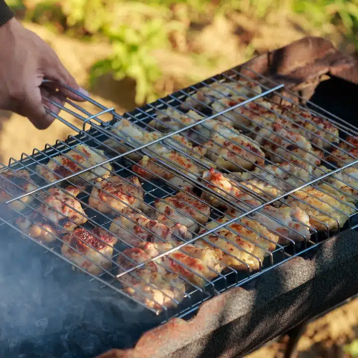 Grilled boneless chicken thighs marinated and seasonings