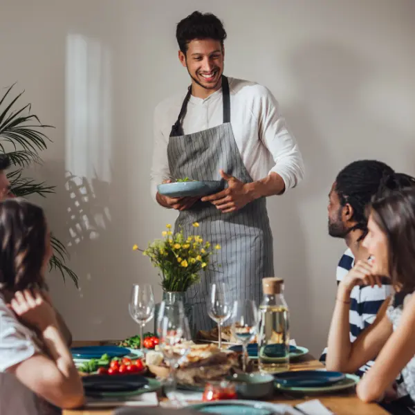 Image showing a backyard party with Mexican food spread