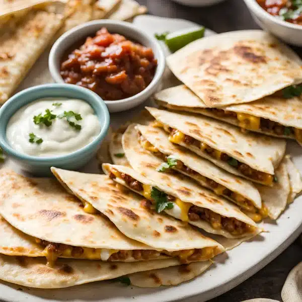 Image showing golden-brown quesadillas oozing with cheese