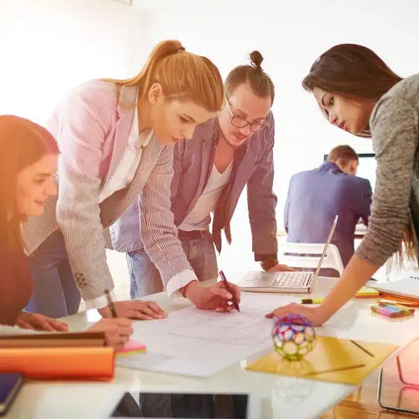 An image showing corporate organizers planning a catered business event in Sacramento.